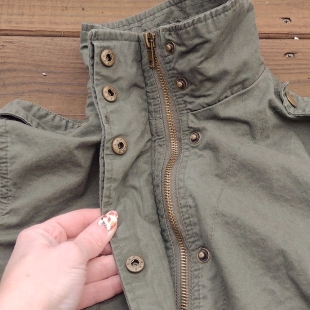 Love Tree Army Green Cotton Military Utility Jacket Size Small - Picture 8 of 14